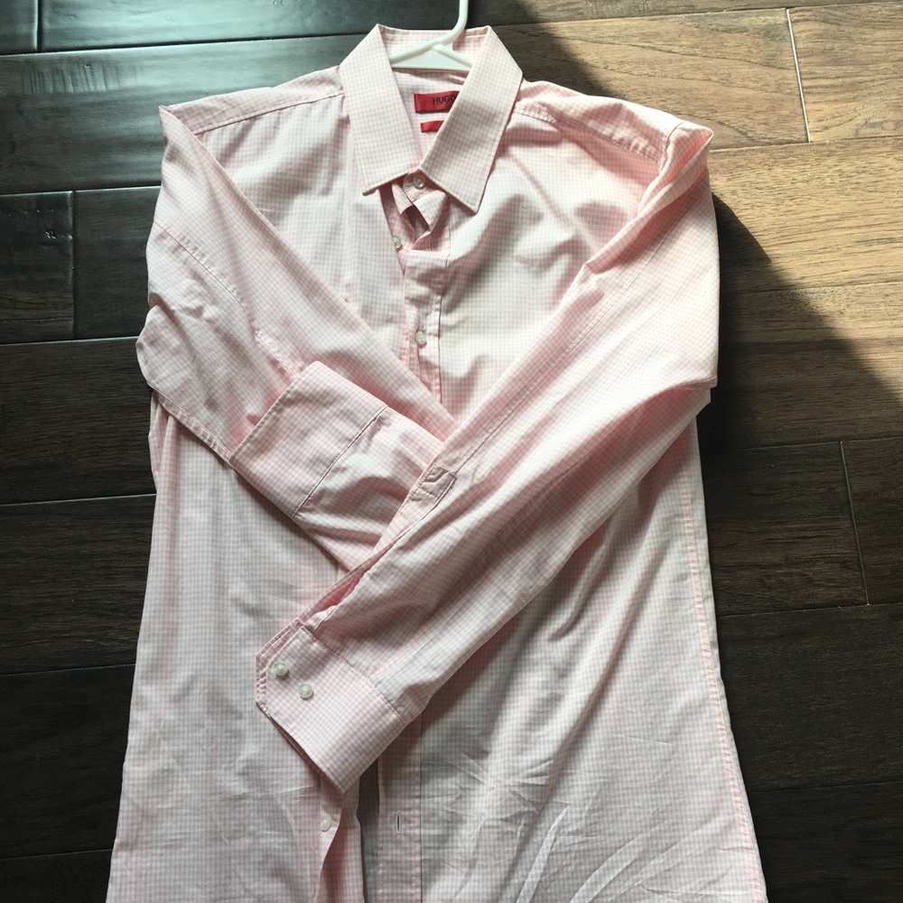 Hugo Slim Shirt - Pink/Salmon Checkered Print